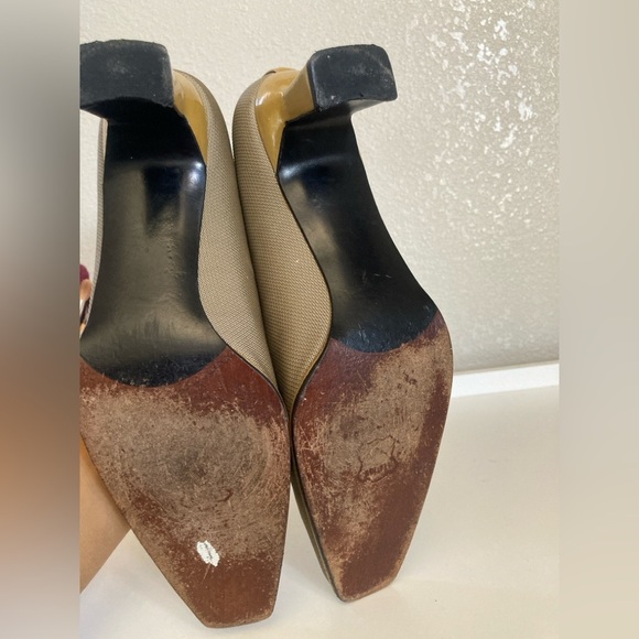 STUART WEITZMAN Beige Taupe Square Toe Heels Womens 8B - Picture 6 of 7